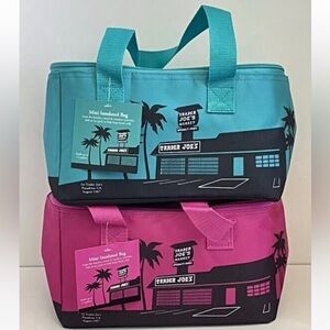 LIMITED EDITION Trader Joe’s Mini Insulated Tote Bag / Lunch Box Teal, Magenta